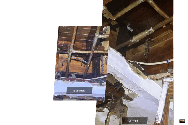 before and after flood damage restoration